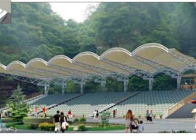 China Large Span Arc Shape Fabric Tension Structures Steel Frame High Tensile for sale