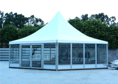 China Waterproof Marquee Pagoda Outdoor Tent Canopy Hexagonal Tent With Glass Wall for sale