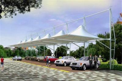 China High Peak Car Park Shade Structures , Membrane Steel Frame Car Canopy for sale