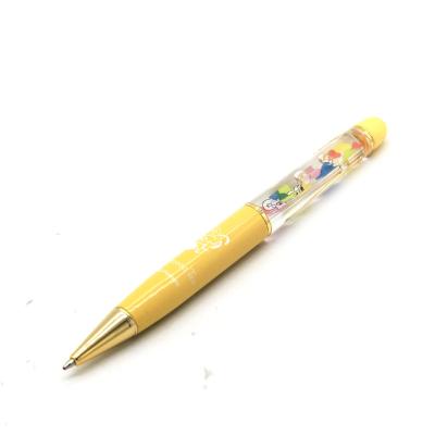 China Normal Factory Direct Yellow Metal Gift Tip Blue Red Liquid Glitter Beautiful Floating Pen With Custom 3D PVC Floating Objects for sale