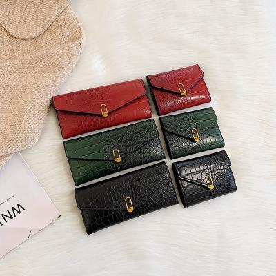 China High Quality Customized Anti-theft Fashion PU Credit Card Leather Holder Small Short Long Two-in-One Wallets Women Coin Purse Crocodile for sale