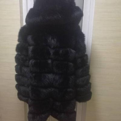 China Winter Long Overcoat Women Black Fox Fur Coats Long Sleeve Black Fox Anti-Shrink Wholesale Fur Coat for sale