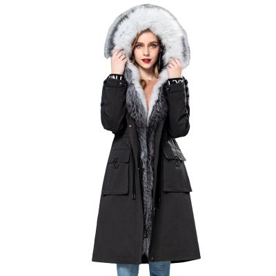 China Sustainable Real Rabbit Fur Lining Hoods Parka Mr Mrs Removable Fur Liner Parka for sale