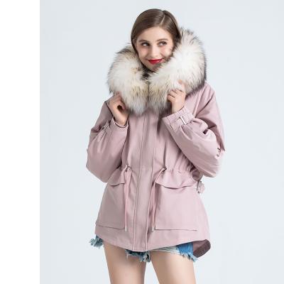 China Sustainable real fox fur lining removable hoods parka Mr Mrs fur liner parka en venta