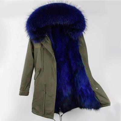 Κίνα Plus size 2018 fashion winter warm raccoon fur lining with raccoon fur collar parka coat /fur fabric προς πώληση