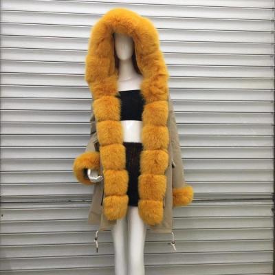 Китай Real real fox fur lining anti-shrink parka with removable hoods removable liner parka продается