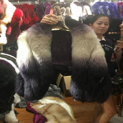 China 2018 Wholesale Mink Fur Wrap /Shawl/Tippet Wear with Fox Fur en venta