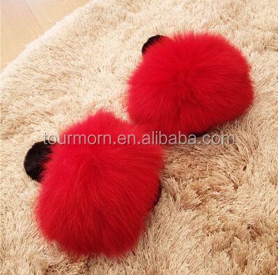 Китай 2019 Wear Fox Fur Rabbit Fur Mink Fur Slipper Girl Sandal Slipper Shoes продается