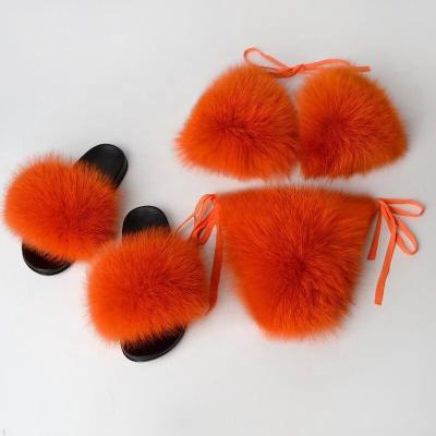 China Summer hot fluffy fashion plus size ladies fur bra women sale real fox fur bikini for sale