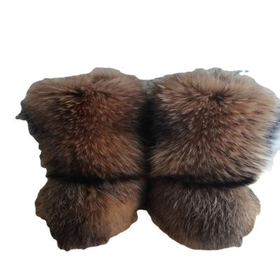 China Flat Snow Boots Winter Womens Tall Size Raccoon Fur Snow Boots for sale