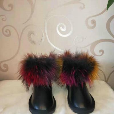 China Custom Made Raccoon Snow Boot Multicolor Raccoon Fur Snow Boot Waterproof Black Raccoon Fur Boot Large Size for sale