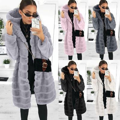 China Anti-Shrink Imitation Mink Faux Fur Coat Medium Long Hooded Women's Coat for sale