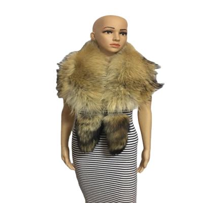 China Natural Fur Raccoon Fur Scarves With Tails For Women for sale