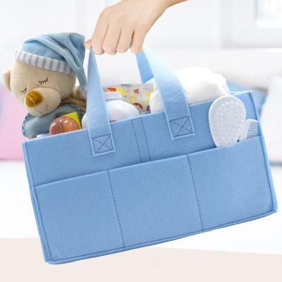 China Popular Felt Portable Shopping Tote Bags Baby Diaper Cart Handbags Storage Tote Felt Organizer Bag For Women for sale