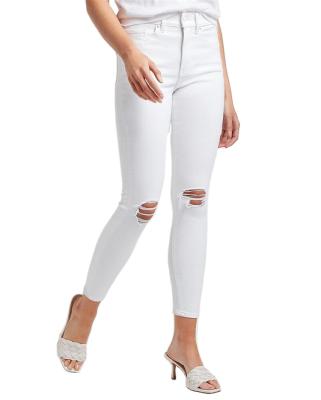 China Womens Breathable Jeans White Skinny Stretch Ripped Jeans Pencil Pants for sale