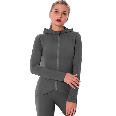 China Breathable Spot Apparel Sports Fitness Yoga Tops Zipper Hoodie Training Jackets For Women for sale