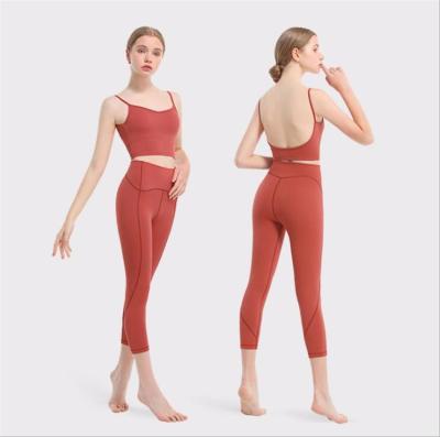 China Private Label Breathable Women's Yoga Two Piece Seamless Sets 2 Pcs Active Wear 2021 Leggings And Bra for sale