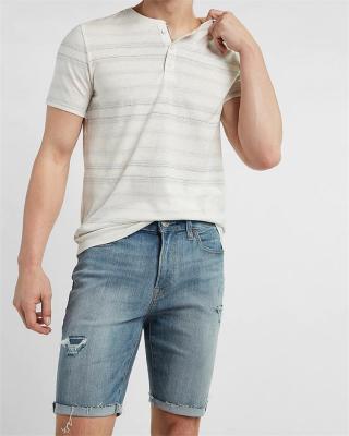 China QUICK DRY Mens Striped Wick Sleeve Henley Cotton Custom Printing Logo Mens Short T-Shirt for sale