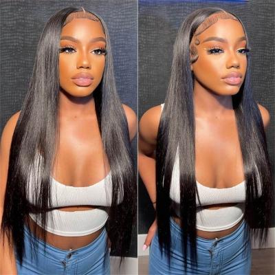 China New Trend Natural Transparent Straight Lace Front Human Hair Wigs Virgin 150% Hair Density Raw Straight HD 13X6 Full Lace Frontal Wig for sale