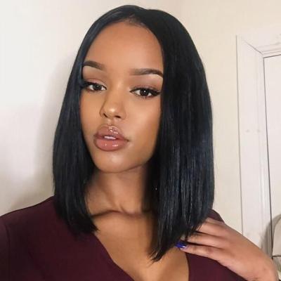 China BOB Straight Factory Supply Virgin Lace Front Brazilian Human Hair Short 13x4 Transparent Natural Bob Straight Wigs for sale