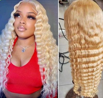 China Deep Wave Customized Design Malaysian 613 Virgin Hair Transparent 13x6 Lace Front Wigs for sale