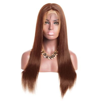 China High Quality Transparent Brazilian Straight Wig Colored Lace Front Human Body Wave 13x4 Brown Virgin Hair Wigs for sale