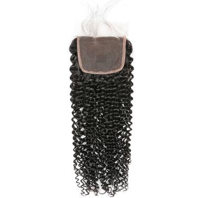 China Hot Sale Transparent Loose Curly Pre Plucked Swiss Virgin Hair Lace Front Part 4x4 Body Wave Closure And Headband Deep for sale