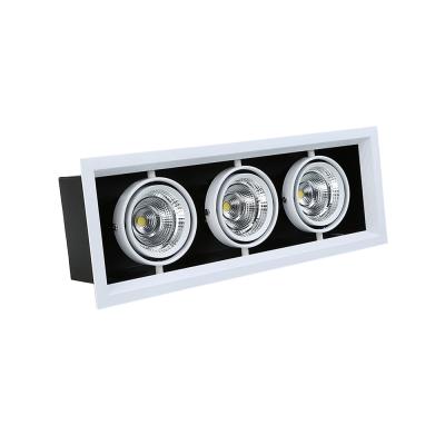 China Dimmable COB Commercail Indoor Lighting Aluminum Gimbal 75W Recessed Led Grill Light for sale