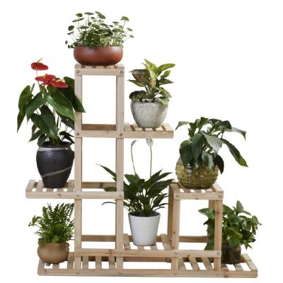 China Luxury Hot New Products Morden Wooden Living Room Designs Decorative Seven-Layer Ladder Flower Stand for sale