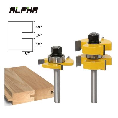 China Droppshipping ALPHA 2pcs 8mm Shank Common Carbide Wood Shank Cutter Tool Tongue And Flute Router Bits Set For Woodworking Tools for sale