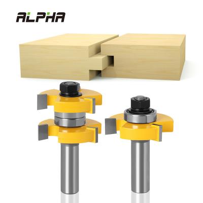 China ALPHA 2pcs 1/2' 12mm Carbide Shank Milling Cutter Tenon Tool Tongue And Flute High Quality Wood Carving Common Routing Router Bit Set for sale