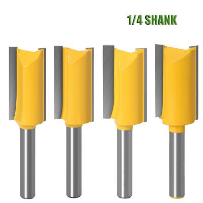 China 1/4 Inch Dual Shank Trim Cutter Carbide ALPHA Flutes Straight Router Bit For Wood for sale