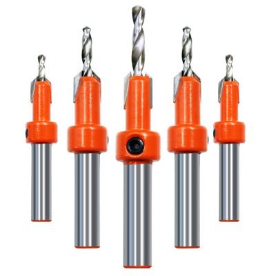 China Woodworking ALPHA Countersink 90 Degree 5PCS Adjustable Woodworking Screw Cutter Woodworking Drill Bit Set Tools For Wood for sale