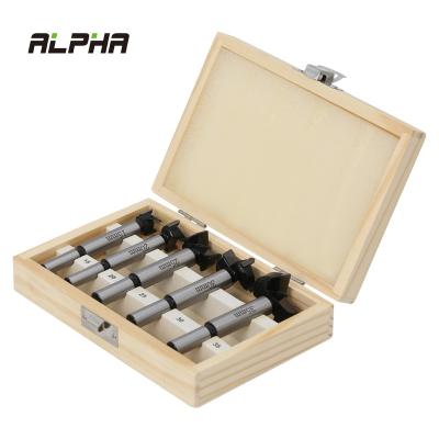 China Wood Drilling Hole ALPHA Diameter 15,20,25,30,35mm 5 Pcs CTT Wood Hinge Tungsten Carbide Cutters Boring Forstner Drill Bit Set for sale