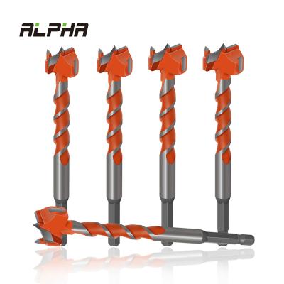 China Wood Hole Drilling ALPHA 16mm-25mm 5PCS Set Tungsten Carbide Cutters Hole Saw Longer Forstner Drill Bit Set For Wood Drilling for sale