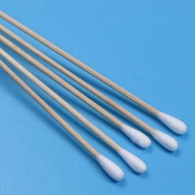 China CA-006 Biodegradable Long Wooden Stick Cleanroom Q Tips Industrial Cotton Bud Cleaning Swab Stick for sale