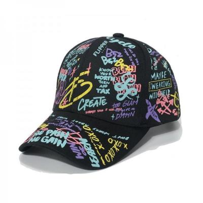 China Geometric Letters Graffiti Print Baseball Cap Hip Hop Trend Cap For Men And Women for sale