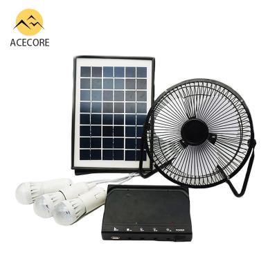 China Home Rechargeable Solar Power Generation Circuits Solar Panel Battery Lighting Fan Set for sale