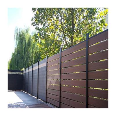 China Easily Assembled Panel Wpc Garden Residential Aluminum Wood Frame Privacy Fence Plastic Composite Fence for sale