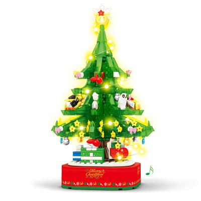 China US SEMBO 601097 Santa Lighting Music Box Model Building Blocks Girls Christmas Tree Legoed Gift DIY TOY Dropshipping ship for sale