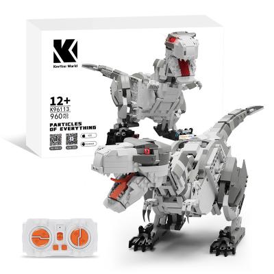 China Building Toy KAIYU World Jurassic Dinosaur RC Tyrannosaurus Building Blocks Push Back APP Programming Remote Control Bricks Toys Legoed Technic for sale