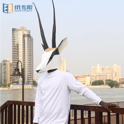 China DIY Paper Mask Mold Handmade Eco-Friendly Head Material Tibetan Antelope CSI Activity Performance Short Visual Shooting Design Customized Props for sale