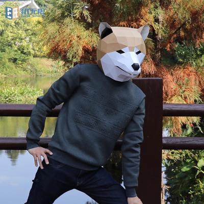 China Lovely Akita Dog Handmade 3d Husky Animal Mask Paper Hats Party Props Annual Meeting for sale