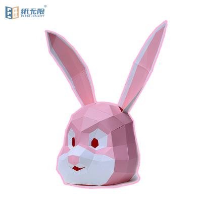 China Hot selling handmade creative diy mask 3d paper animal head molds rabbit Halloween cosplay animal masks for party for sale