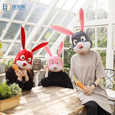 China Halloween Rabbit Cardboard Cosplay Funny Mask Of Paper Cute Creative Handmade 3D DIY Mask for sale