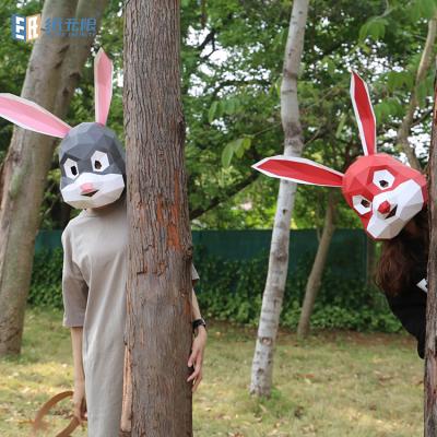 China Handmade Eco Friendly Party Masks And Halloween Christmas Occasion Cardboard Mask 3d Paper Rabbit Mask for sale