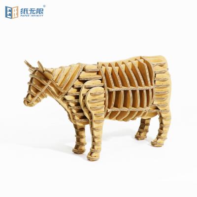 China DIY Practice Hot Selling Functional Animal Shaped Paper Jigsaw 3d Puzzle For Kids Learning Zodiac Cattle Ornaments for sale