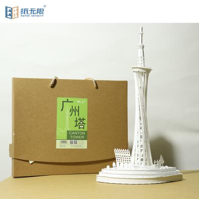 China Decoration Latest Design Customized Eco-friendly DIY Canton Tower Paper Cut Led Craft 3d Paper Lamp for sale