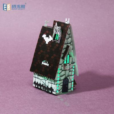 China Handmade Creative Gift Wrapping Paper Toys Home Shaped Handmade Manual Paper Music Box with LED Lights for sale