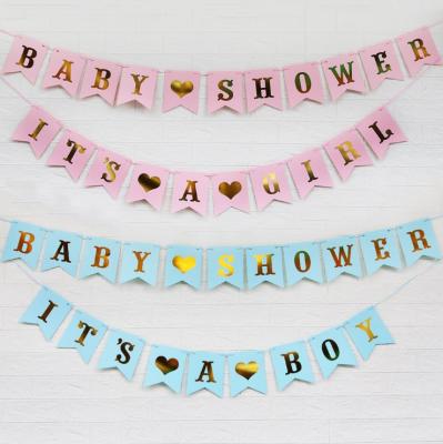 China Marriage favors & Bridal Party Favors Baby Birthday Letter Flag Its A Girl/Boy Baby Shower Letter Banner Party Decoration Banner for sale